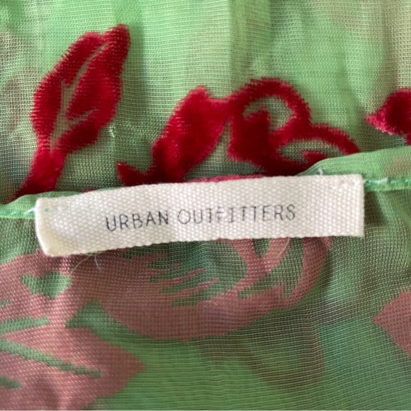 UO Red Velvet Floral and Lime Brat Green‎ Robe Kimono Wrap One Size (SM-LG) - Picture 7 of 10
